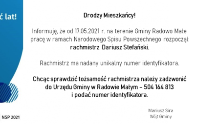Zdjęcie do Rachmistrz rozpoczął prace na terenie Gminy Radowo Małe 