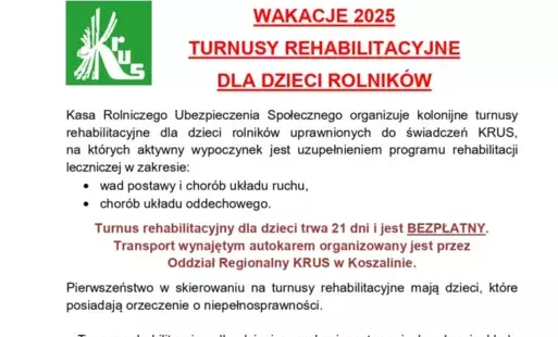Turnusy rehabilitacyjne dla dzieci Rolników 