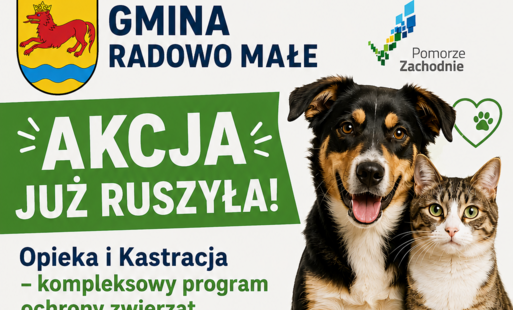 Bezpłatna sterylizacja i kastracja psów oraz kotów Gmina Radowo Małe rozpoczęła realizację projektu Opieka i Kastracja – kompleksowy program ochrony zwierząt w Radowie Małym